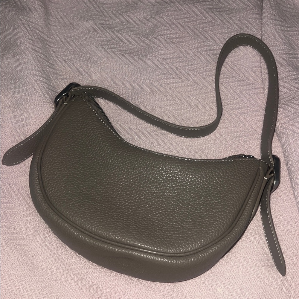 Quince Olive Gray Crescent Shoulder Bag